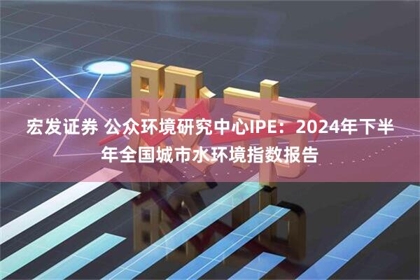 宏发证券 公众环境研究中心IPE：2024年下半年全国城市水环境指数报告